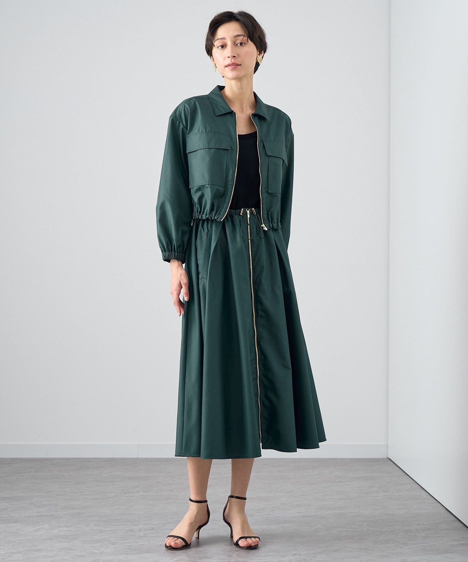 【SALE／30%OFF】ANAYI 【セットアップ対応商品】ポリタフタドロスト スカート アナイ スカート ロング・マキシスカート ブラック ベージュ グリーン【送料無料】のサムネイル