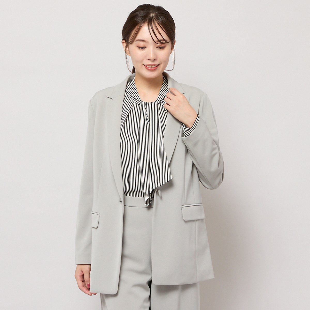 PISANO 【セットアップ対応】ワンボタン・テーラードジャケット ピサーノ ジャケット・アウター テーラードジャケット・ブレザー ブラック グレー【送料無料】