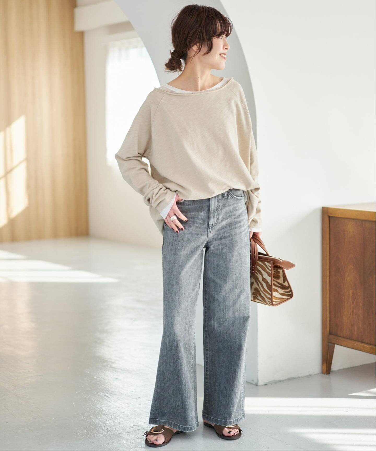 Spick & Span 《WEB限定 / 追加》コットンスラブクルーネックプルオーバー スピックアンドスパン トップス カットソー・Tシャツ ベージュ ピンク