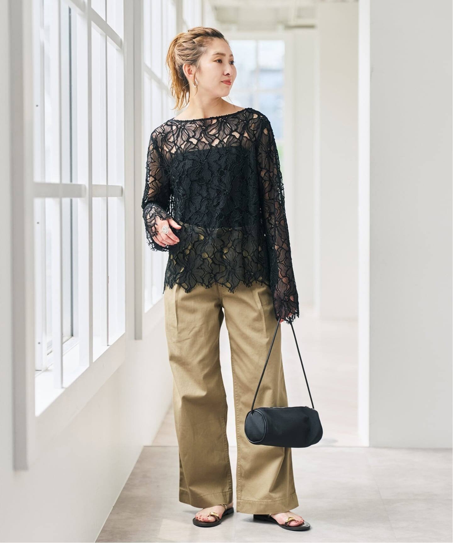 Spick & Span 《新色有り / 追加》モールレースブラウス スピックアンドスパン トップス シャツ・ブラウス ブラック ブラウン
