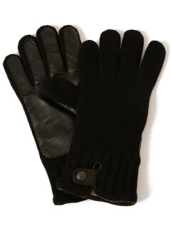 Knit Leather Gloves 118-74-0013: Black Knit Leather Gloves 118-74-0013: Black