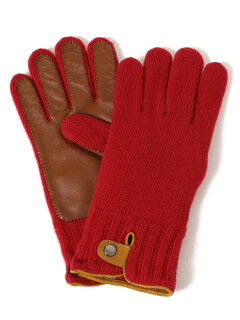 Knit Leather Gloves 118-74-0013: Red Knit Leather Gloves 118-74-0013: Red