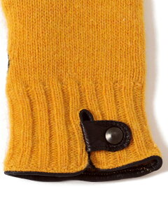Knit Leather Gloves 118-74-0013: Yellow Knit Leather Gloves 118-74-0013: Yellow