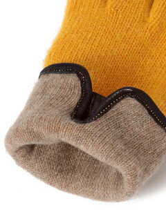 Knit Leather Gloves 118-74-0013: Yellow