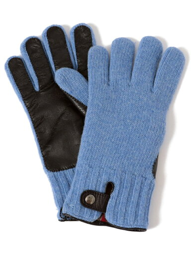Knit Leather Gloves 118-74-0013: Light Blue Knit Leather Gloves 118-74-0013: Light Blue