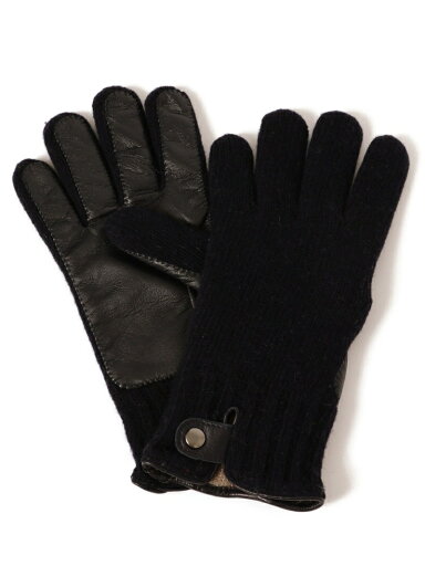 Knit Leather Gloves 118-74-0013: Navy Knit Leather Gloves 118-74-0013: Navy