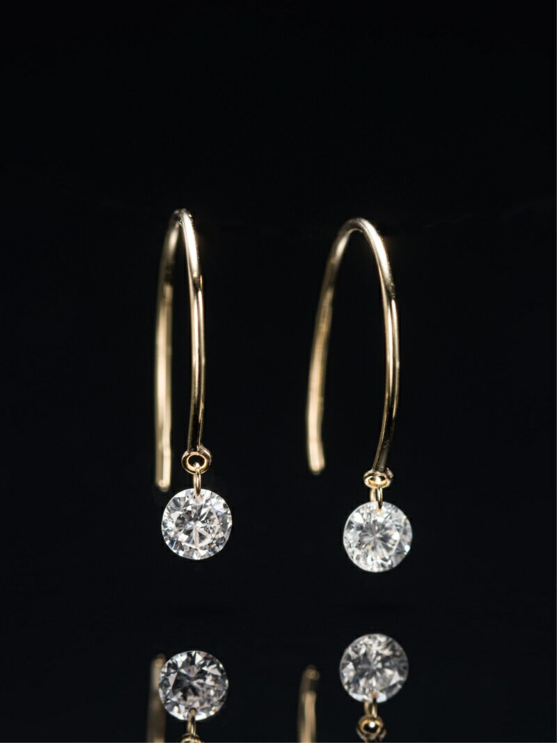 anq. anq./(W)【anq.】K18・0.2ctダイヤ スイングピアス クークロワッサン アクセサリー・腕時計 ピアス ホワイト【送料無料】