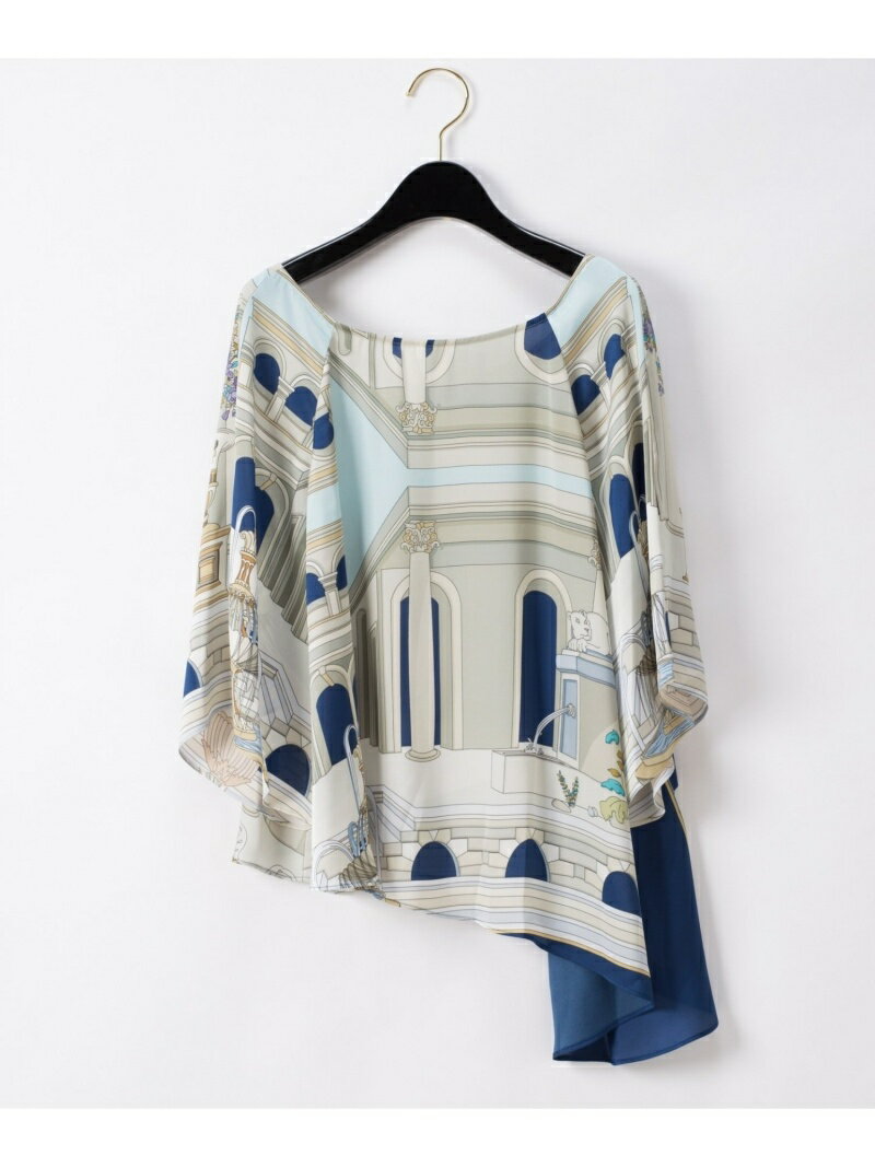 【SALE／60%OFF】GRACE CONTINENTAL スカーフポンチョトップ グレースコンチネンタル シャツ/ブラウス 長袖シャツ ネイビー ブラック【送料無料】のサムネイル