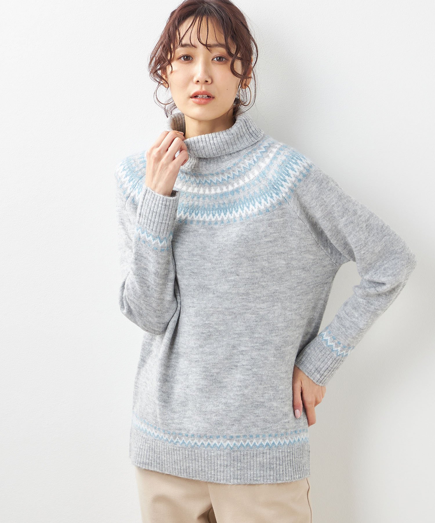 【SALE／50%OFF】DECOY Since1981 ハイネックニットプルオーバー デコイシンス1981 トップス ニット グレー ネイビー ブラウンのサムネイル