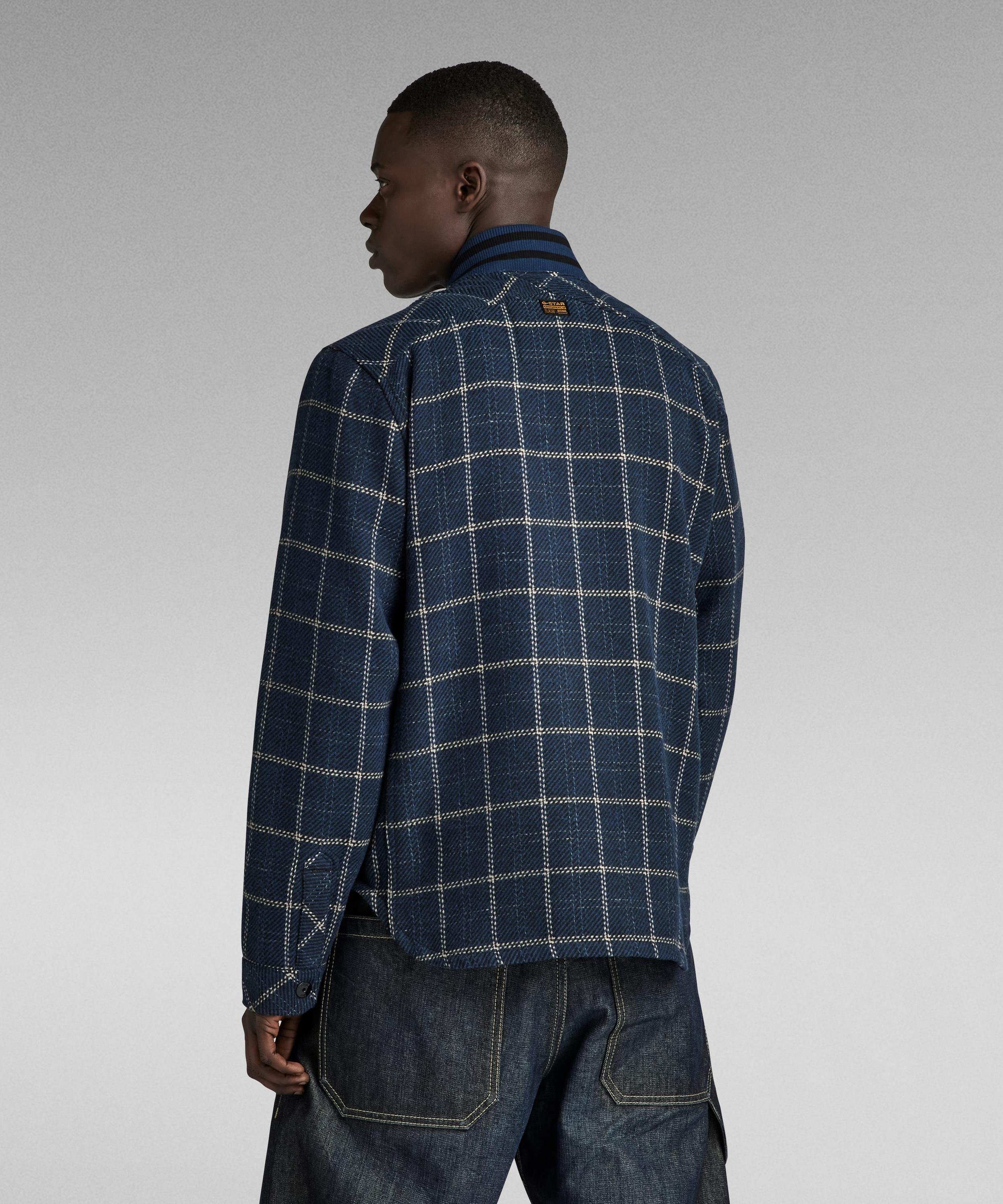 【公式ショップ】BOMBER COLLAR OVERSHIRT/チェックシャツジャケット/シャツブルゾン ジースターロゥ トップス シャツ・ブラウス ネイビー