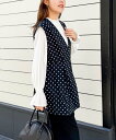 【SALE/40%OFF】NOLLEY'S 《セットアップ対応》ウォッシャブルストレッチドットジャガードペプラムジレ ノーリーズ トップス ベスト・ジレ ブラッ...
