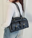 【SALE/22%OFF】SOLLON. ダブルポケットヴィンテージショルダーバッグ アウトフィッターラボ バッグ ボストンバッグ ブラック ブラウン(4)