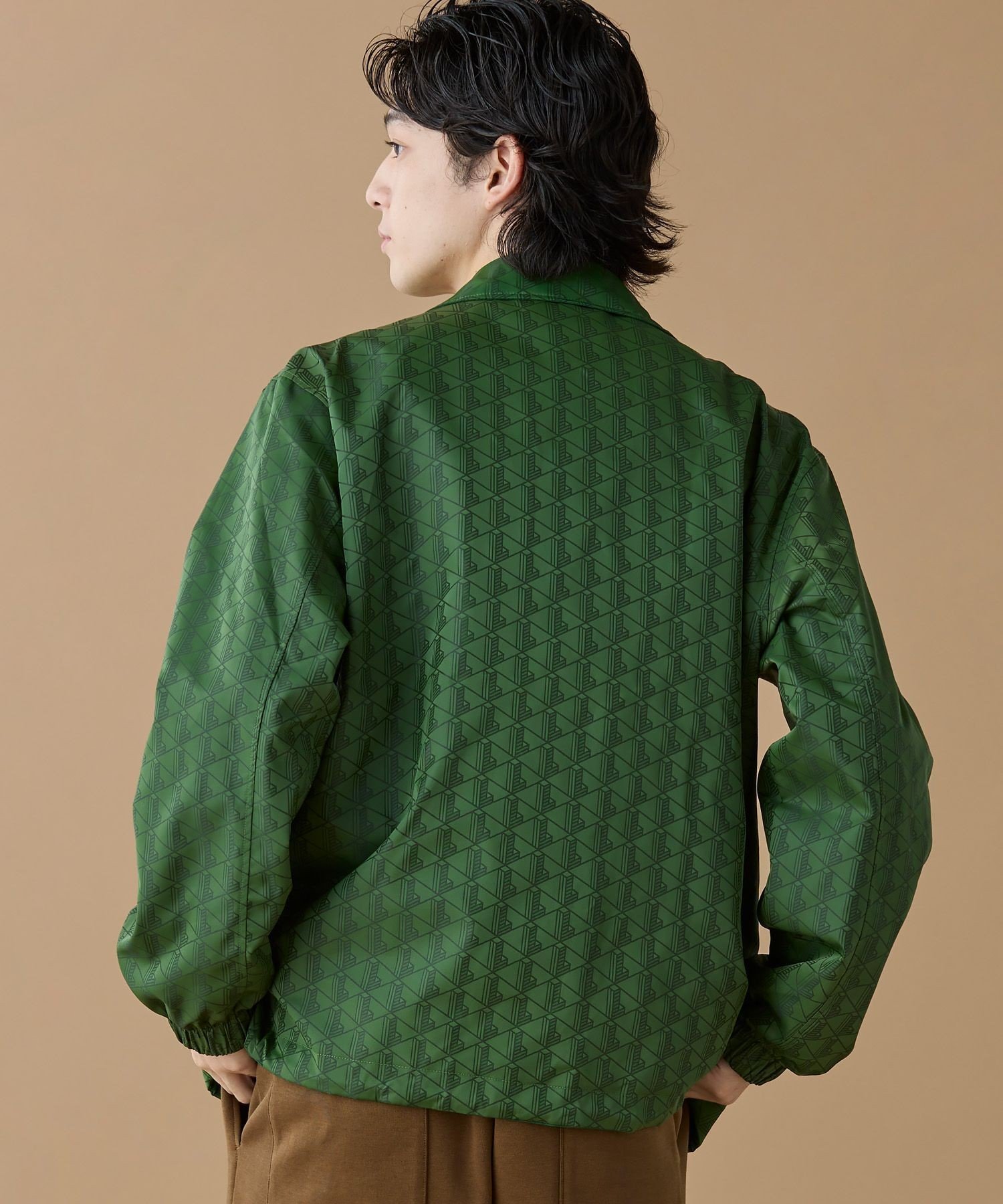 【SALE／30%OFF】LACOSTE 撥水 リバーシブルコーチジャケット 無地*総柄 ラコステ ジャケット・アウター ブルゾン・ジャンパー ベージュ グリーン【送料無料】