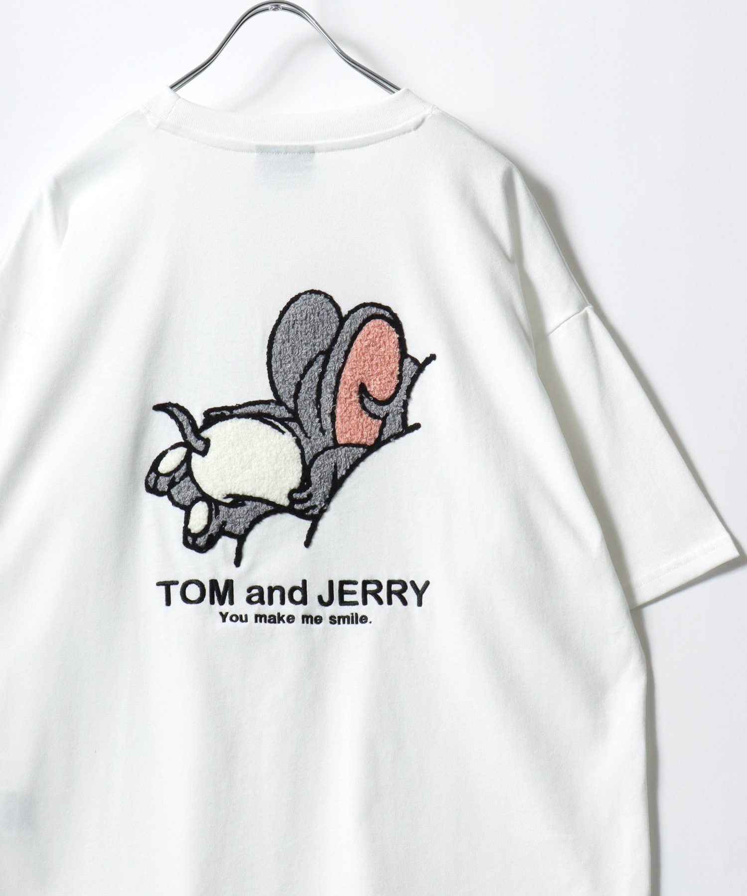 【SALE／44%OFF】トムとジェリー Tom and Jerry トムとジェリー Tシャツ メンズ オーバーサイズ ワンポイント サガラ刺繍 半袖 ティーシャツ レディース ユニセックス マルカワ トップス カットソー・Tシャツ ホワイト ブラック ブルー グレー ネイビー ベージュ