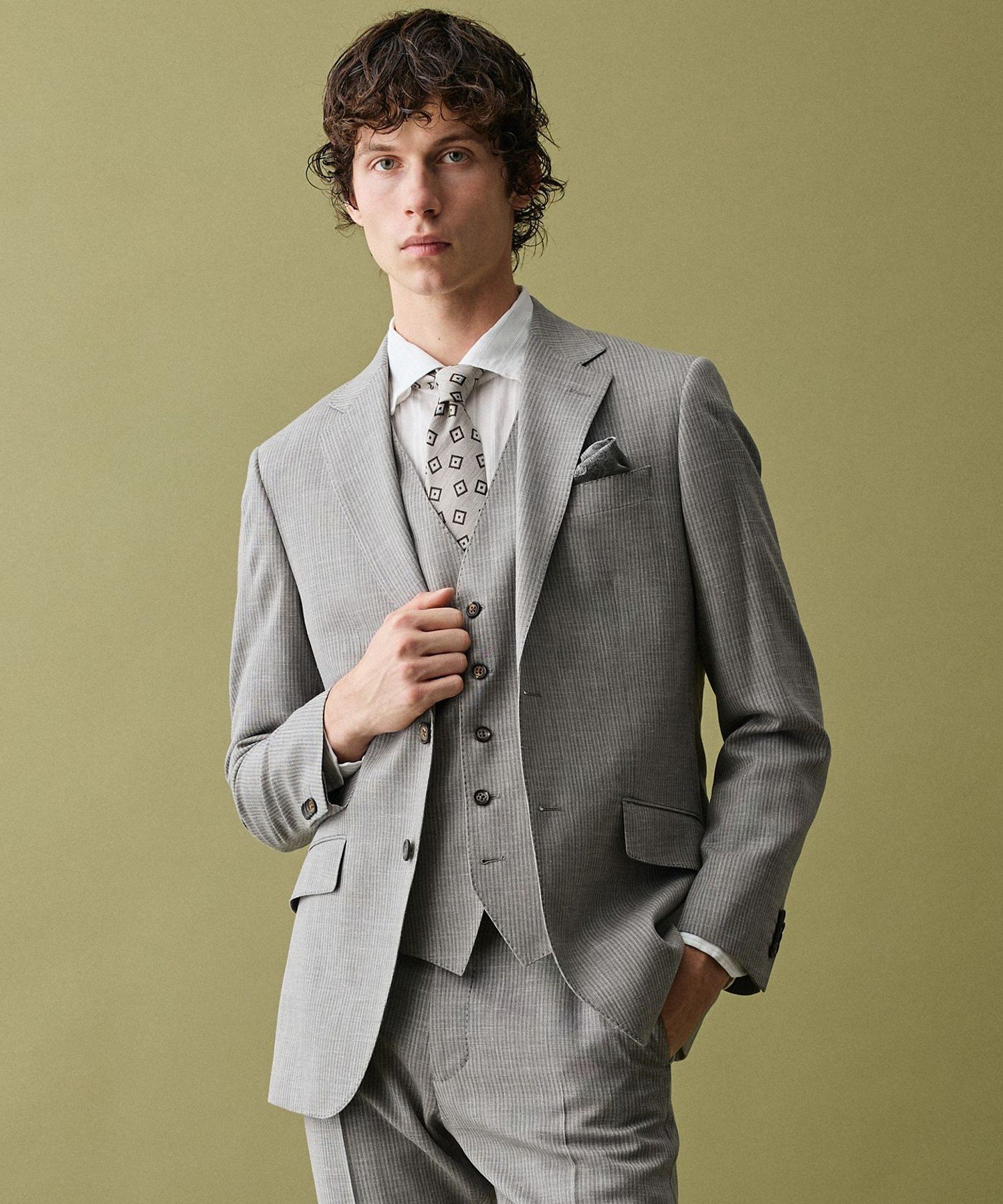 ABBOUD 【リネンブレンド】コットンリネン ボイルコード シャツ ジョセフアブード トップス シャツ・ブラウス ホワイト ベージュ