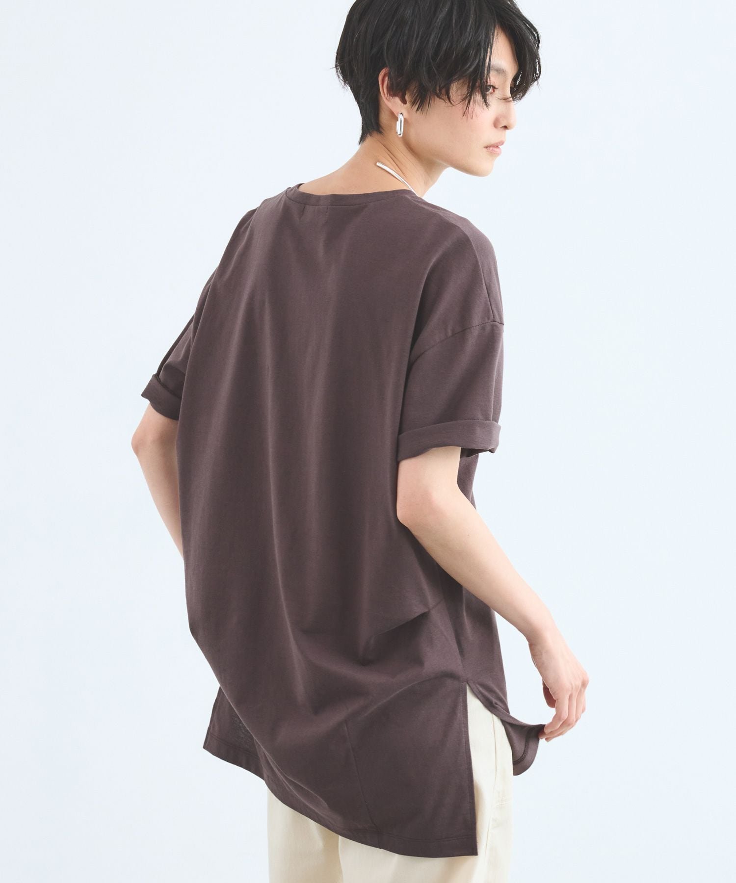 バックタックBIG T / マシンウォッシャブル バンヤードストーム トップス カットソー・Tシャツ ホワイト グレー ブラウン