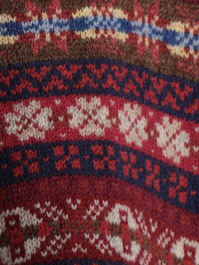 Shetland Wool Fair Isle Crewneck Sweater 116-05-0236: Wine Shetland Wool Fair Isle Crewneck Sweater 116-05-0236: Wine