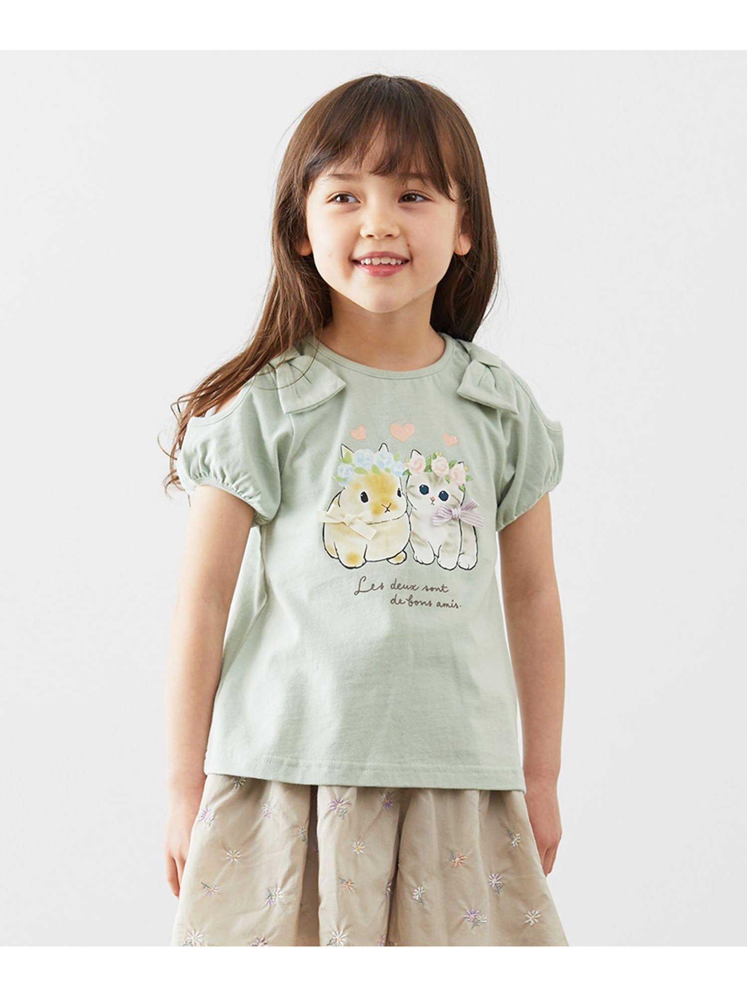 any FAM KIDS 【mofusand*any FAM】半袖Tシャツ エニィファム トップス カットソー・Tシャツ グリーン ベージュ ピンク パープルのサムネイル