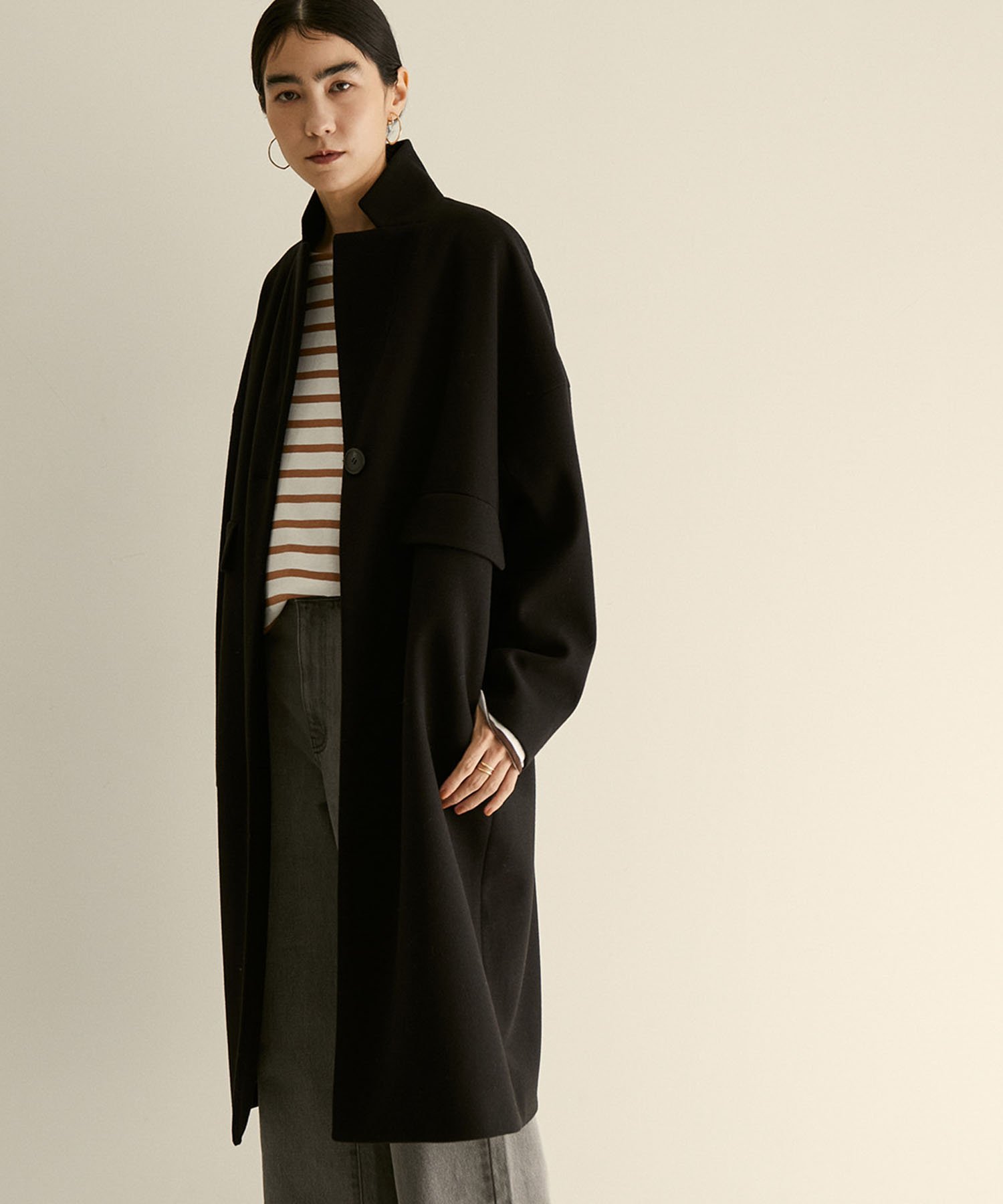 【SALE／20%OFF】SALON adam et rope' [毎年大好評]チェスターフィールドミドルコート サロン アダム エ ロペ ジャケット・アウター チェスターコート グレー ブラック ベージュ【送料無料】