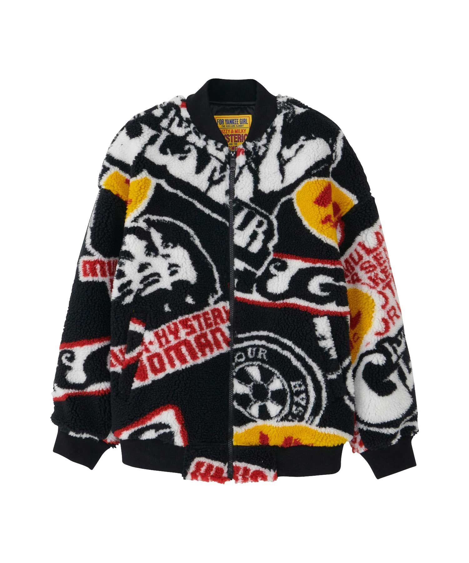 HYSTERIC GLAMOUR HG ROADRUNNERS柄ジャカード リブブルゾン ヒステリックグラマー ジャケット・アウター ブルゾン・ジャンパー ブラック