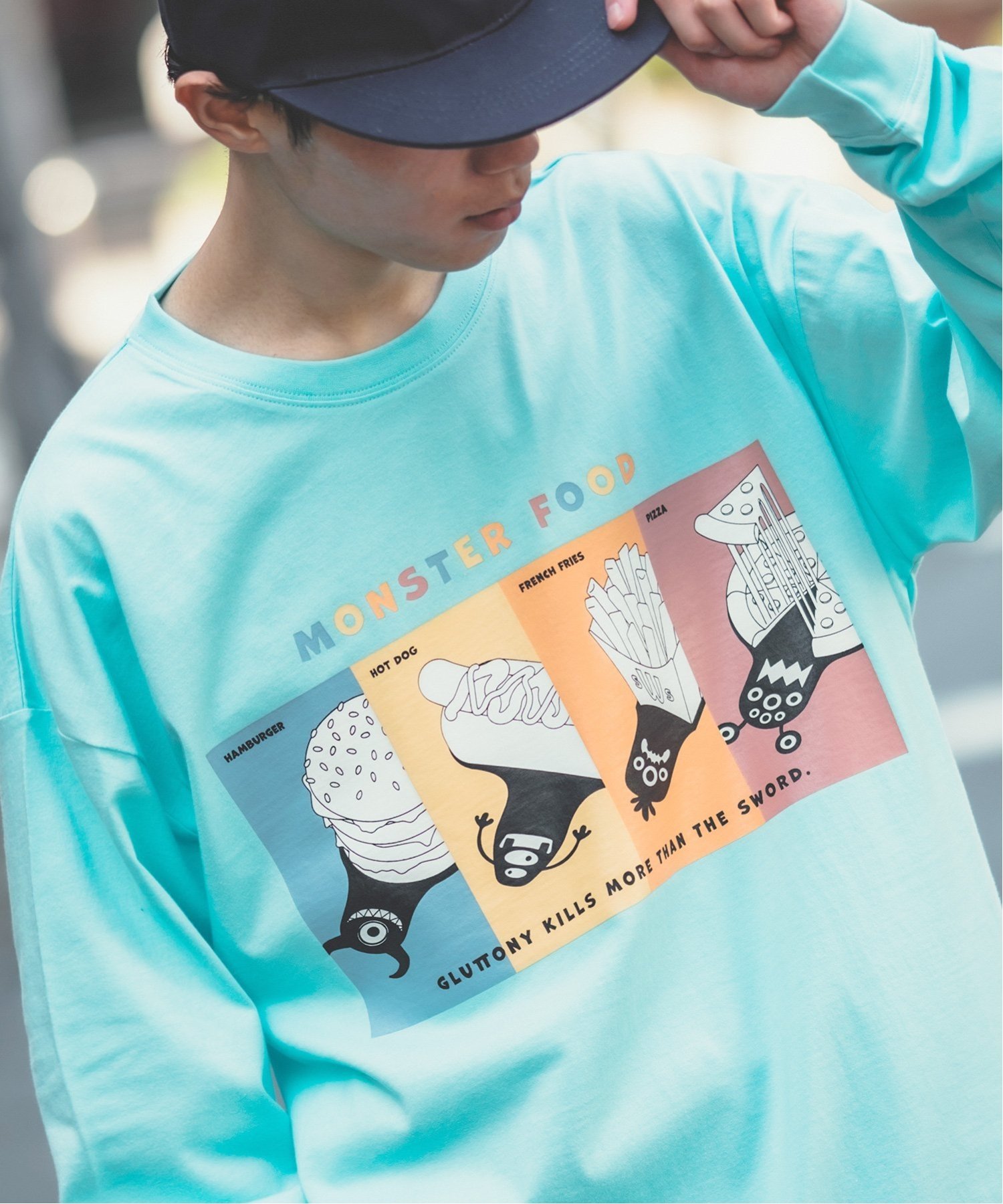 【SALE／53%OFF】SIDEWAY STANCE モンスターフード 長袖Tシャツ インプローブス トップス カットソー・Tシャツ ブラック ブルー ホワイト