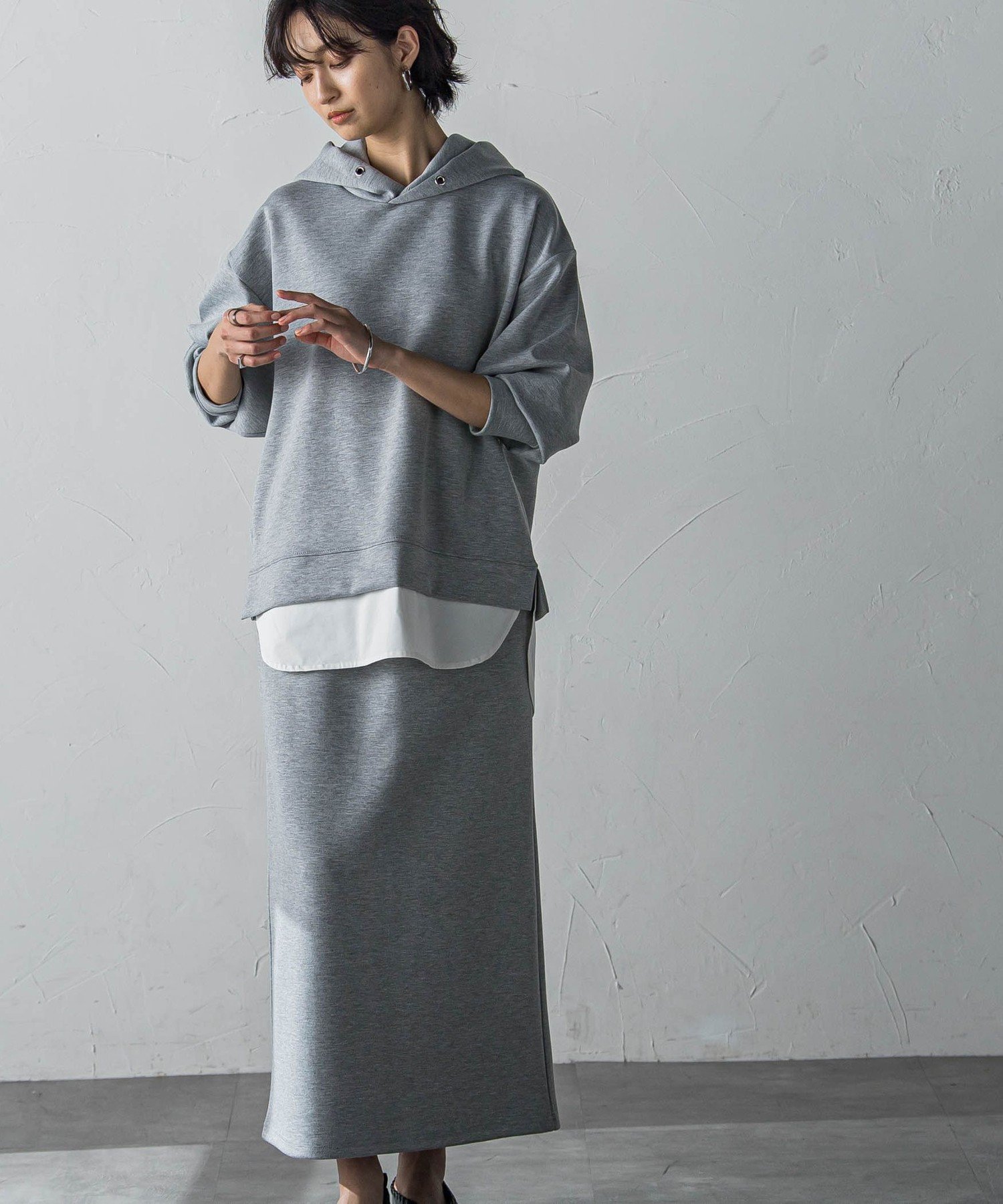 【SALE／40%OFF】MAYSON GREY レイヤード風ダンボールセットアップ≪洗濯機で洗える≫ メイソングレイ ワンピース・ドレス ワンピース ベージュ ブルー ブラック グレー【送料無料】のサムネイル