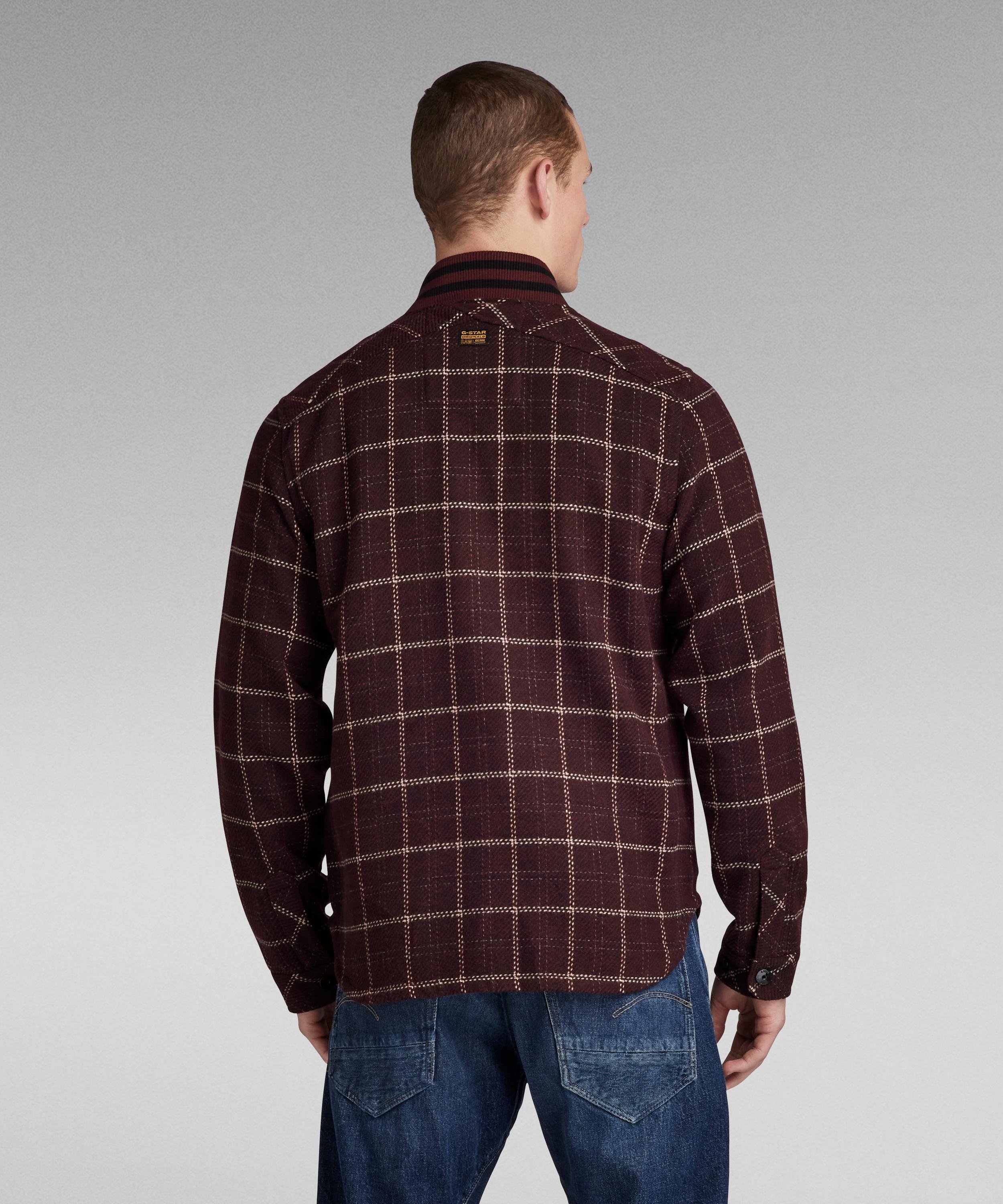 【公式ショップ】BOMBER COLLAR OVERSHIRT/チェックシャツジャケット/シャツブルゾン ジースターロゥ ジャケット・アウター ブルゾン・ジャンパー パープル