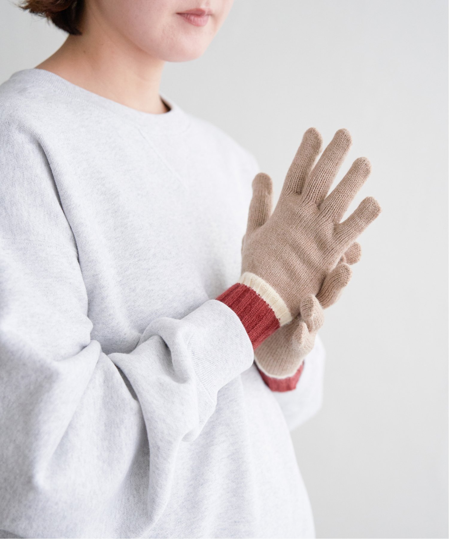 notch. 指穴マルチカラー手袋 ノッチ ファッション雑貨 手袋 ブルー ベージュ