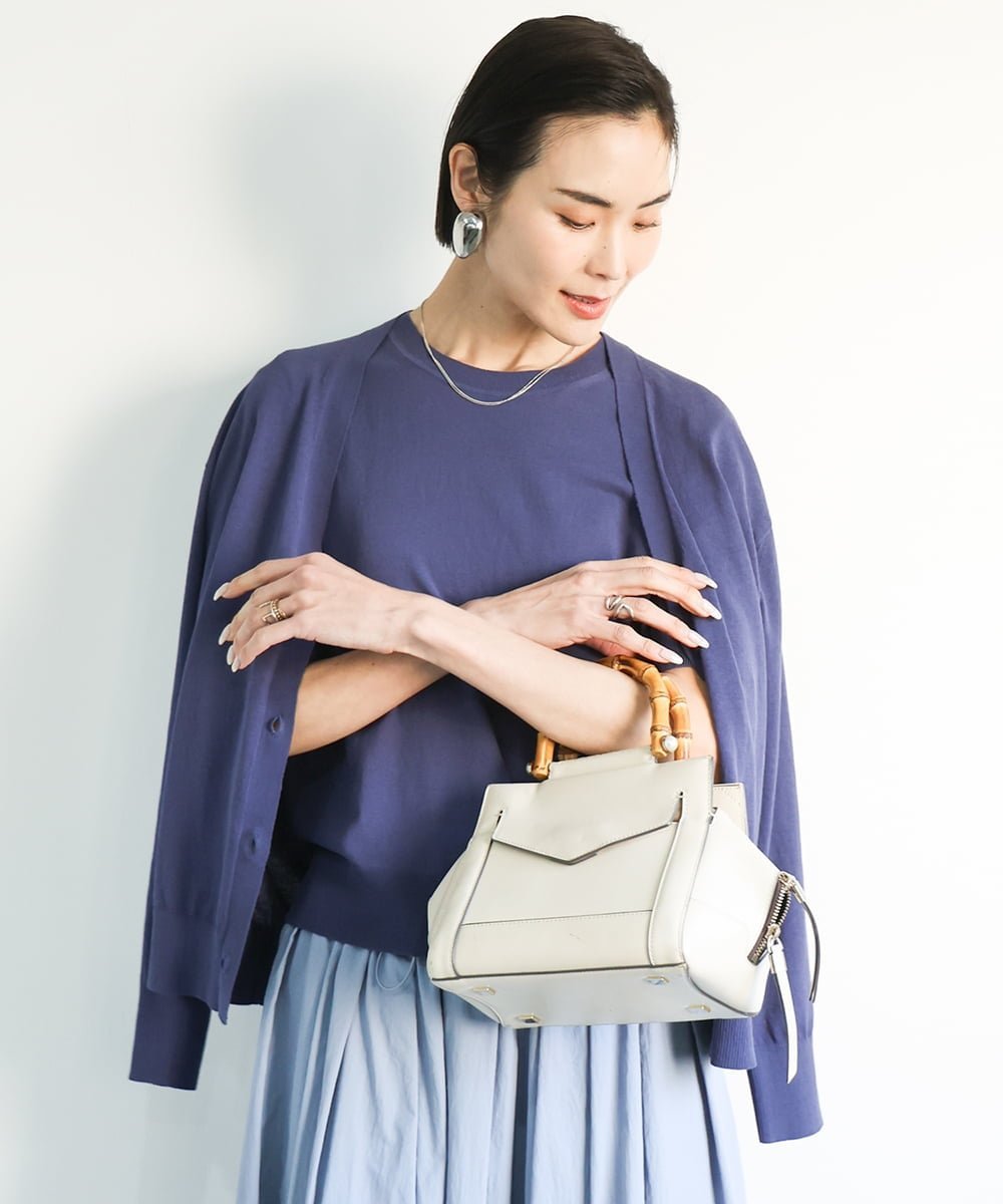 【SALE／50%OFF】MICHEL KLEIN（小さいサイズ） [小さいサイズ]Vネックニットカーディガン(接触冷感/アンサンブル対応) メゾンドゥサンク トップス カーディガン パープル ホワイト ブラック ネイビー【送料無料】