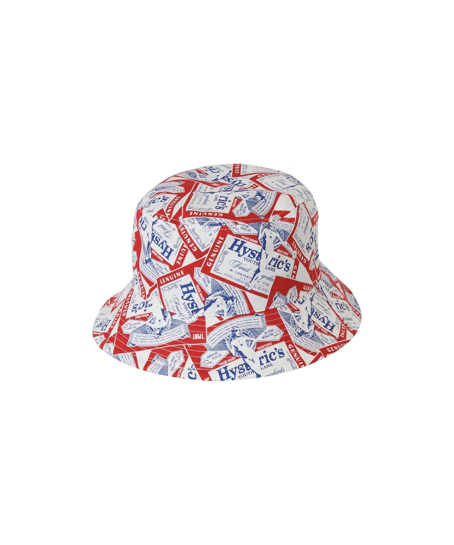 HYSTERIC GLAMOUR HG LABEL柄 バケットハット ヒステリックグラマー 帽子 キャップ レッド【送料無料】
