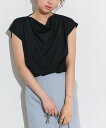 Pierrot 接触冷感ドレープフレンチスリーブTシャツ ピエロ トップス カットソー・Tシャツ ブラック ホワイト ネイビー