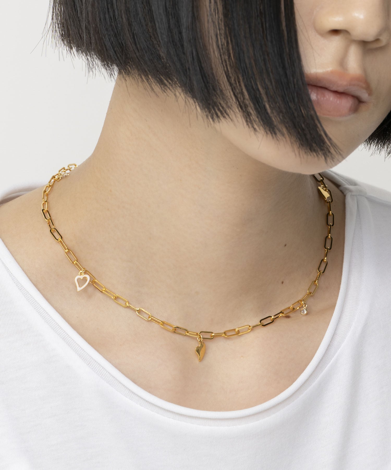 【SALE／35%OFF】LAPUIS LAPUIS(ラピュイ) Amuse heart necklace A キャセリーニ アクセサリー・腕時計 ネックレス ブラック ホワイト【送料無料】