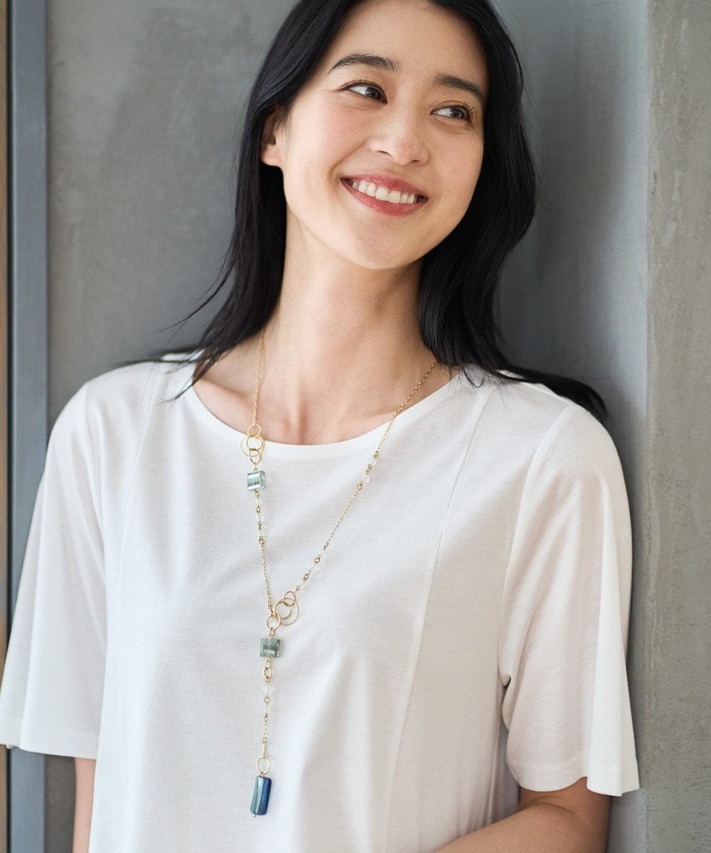 Lサイズ 【大きいサイズ】スムースフレアーカットソー クリスチャン・オジャール エルサイズ トップス カットソー・Tシャツ ブルー ホワイト