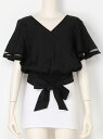 【SALE/50%OFF】LIP SERVICE ラッフルスリーブカシュクールTOPS リップサービス カットソー カットソーその他 ブラック ホワイト ピンク ネイビー