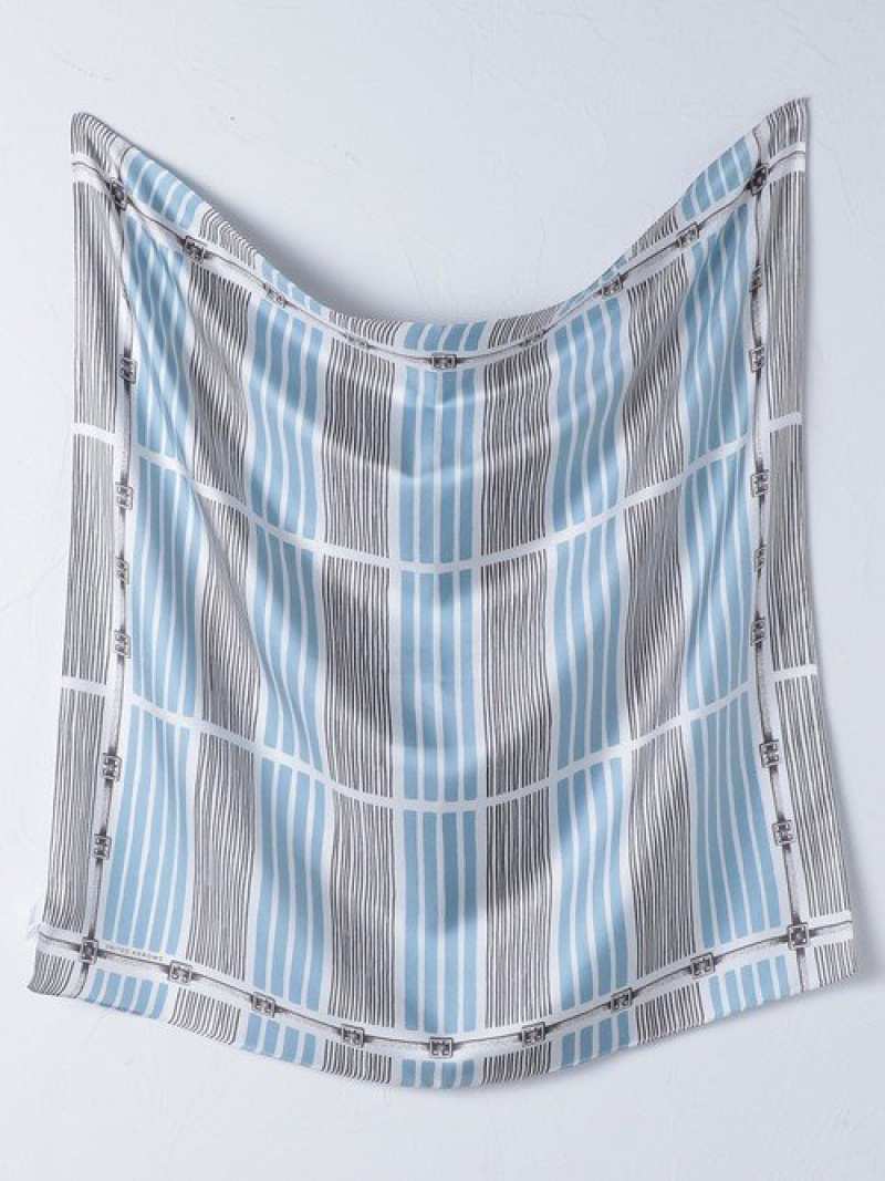 【SALE／65%OFF】UNITED ARROWS UBCB ストライプ シルク スカーフ◆ ユナイテッドアローズ アウトレット ファッション雑貨 マフラー・ストール・ネックウォーマー ベージュ ブルーのサムネイル