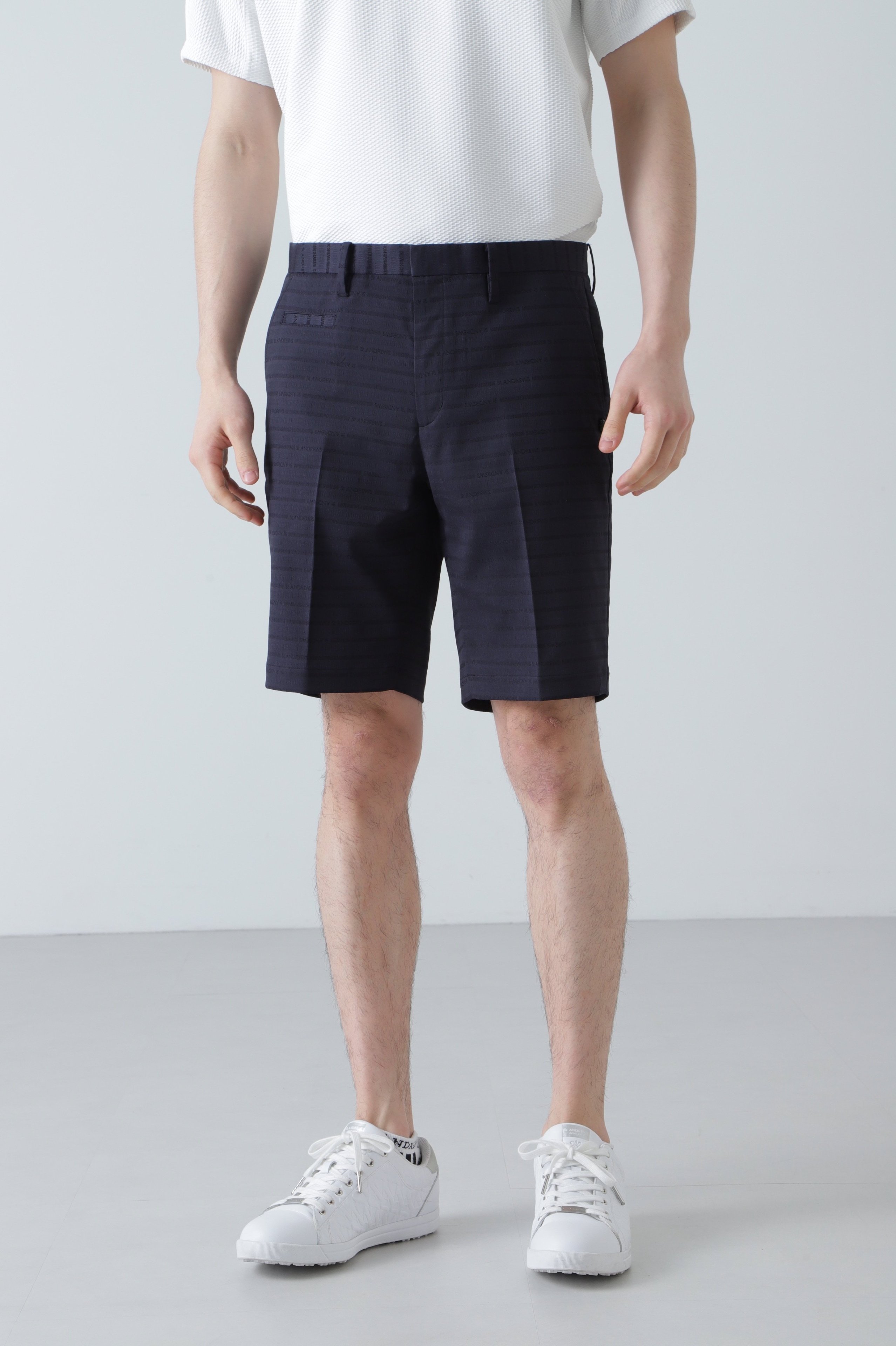【SALE／60%OFF】St ANDREWS ロゴボーダージャガードショートパンツ (MENS) セントアンドリュース トップス ベスト・ジレ ホワイト ネイビー【送料無料】