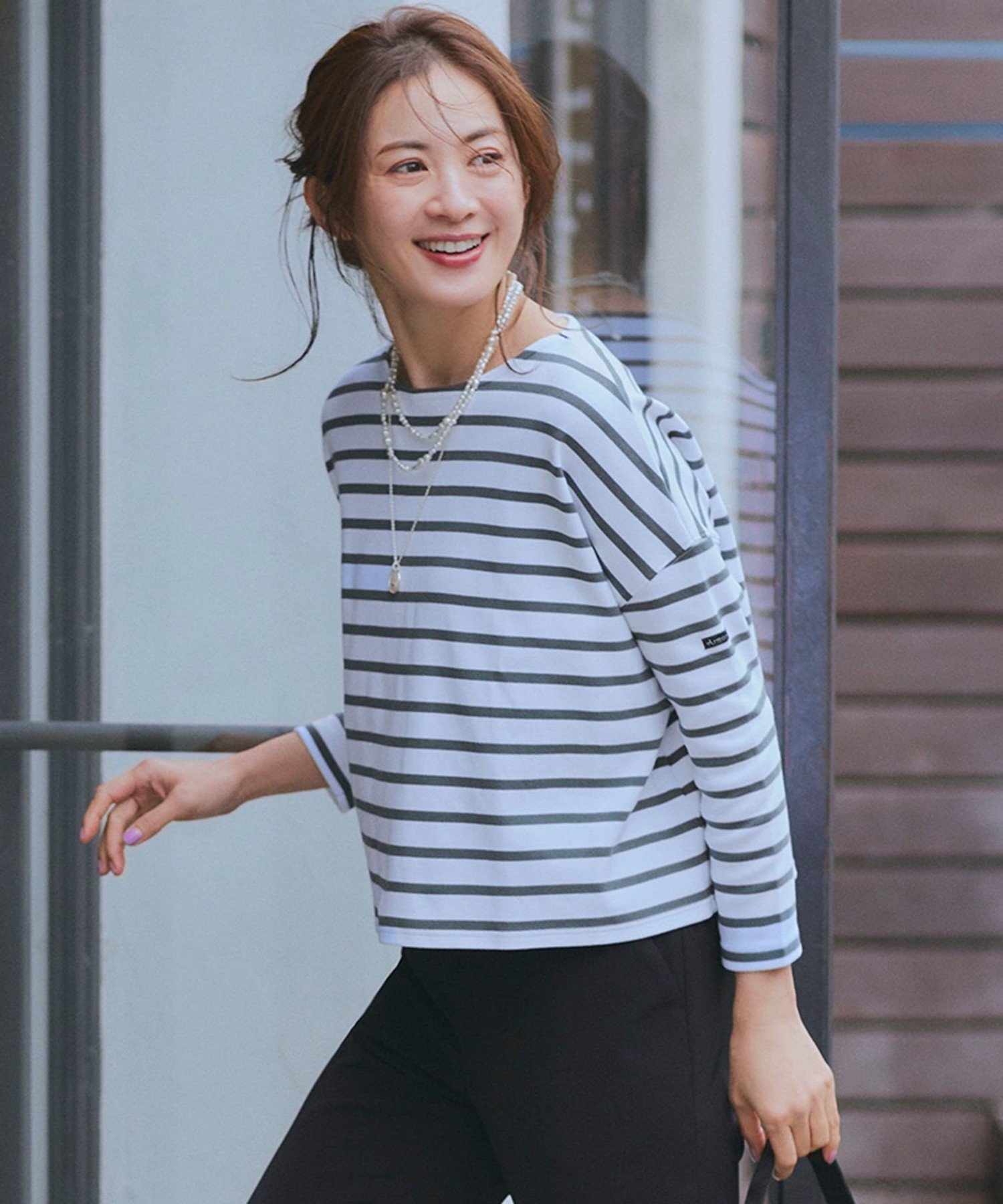 【SALE/50%OFF】23区 S 【洗える】Armor-lux スムース クロップド ボーダー カットソー ニジュウサンク トップス カットソー・Tシャツ ...