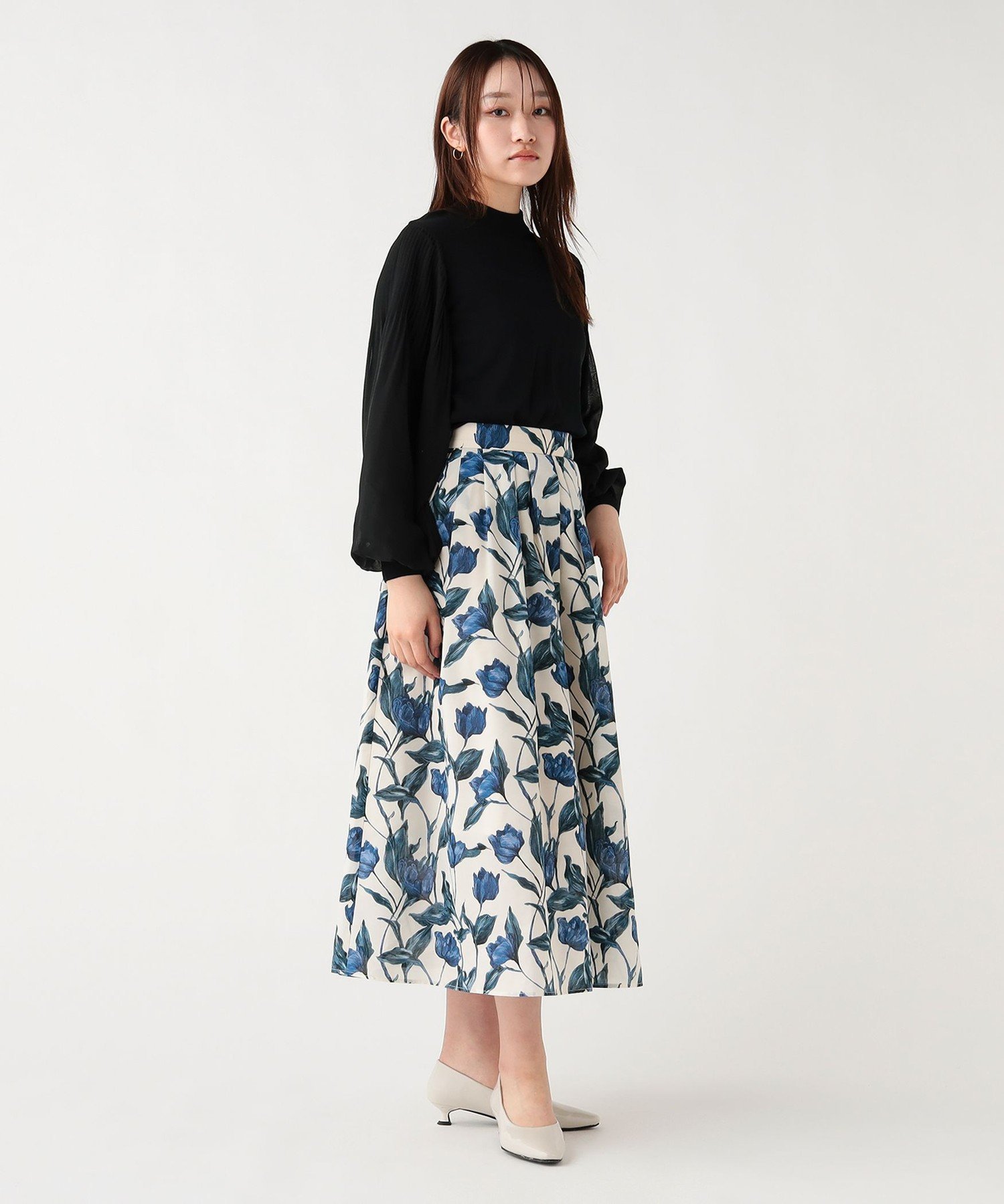 BEAMS HEART WOMEN フラワー プリーツ スカート ビームス ハート スカート その他のスカート ホワイト ネイビー【送料無料】