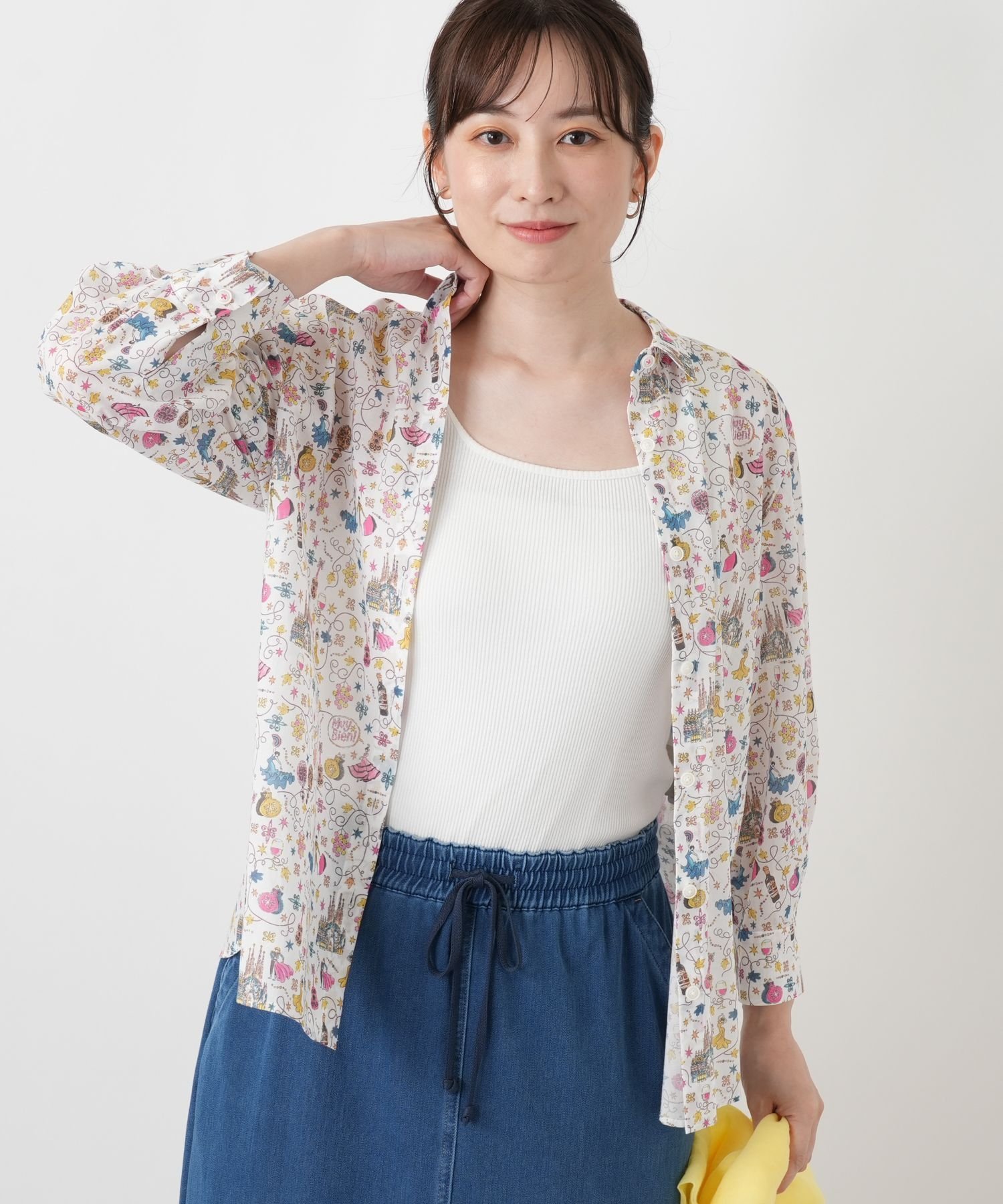 Leilian 総柄プリントブラウス レリアン トップス シャツ・ブラウス ピンク レッド
