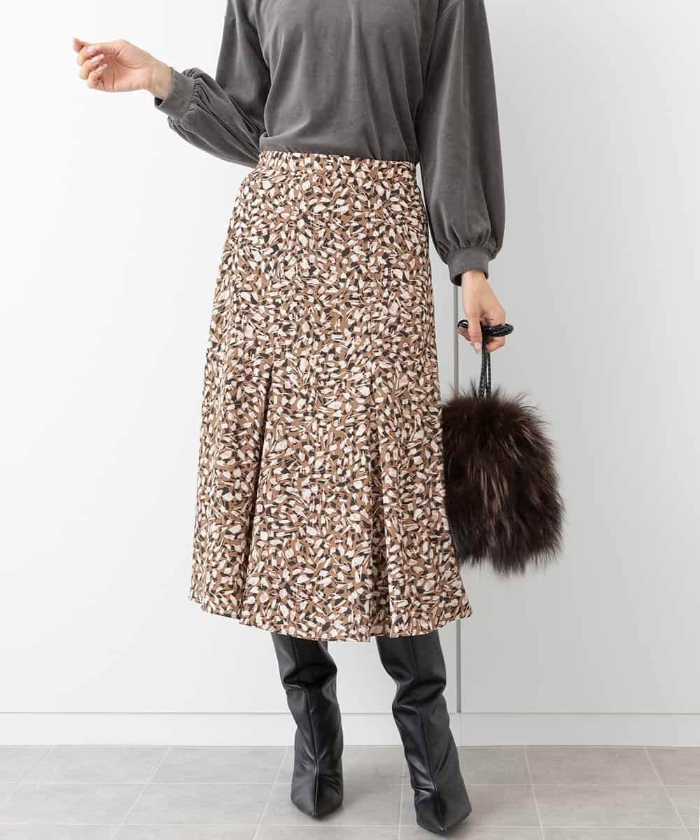 【SALE／60%OFF】MICHEL KLEIN リーブスプリントスカート(オリジナルプリント) ミッシェルクラン スカート その他のスカート ブラウン【送料無料】