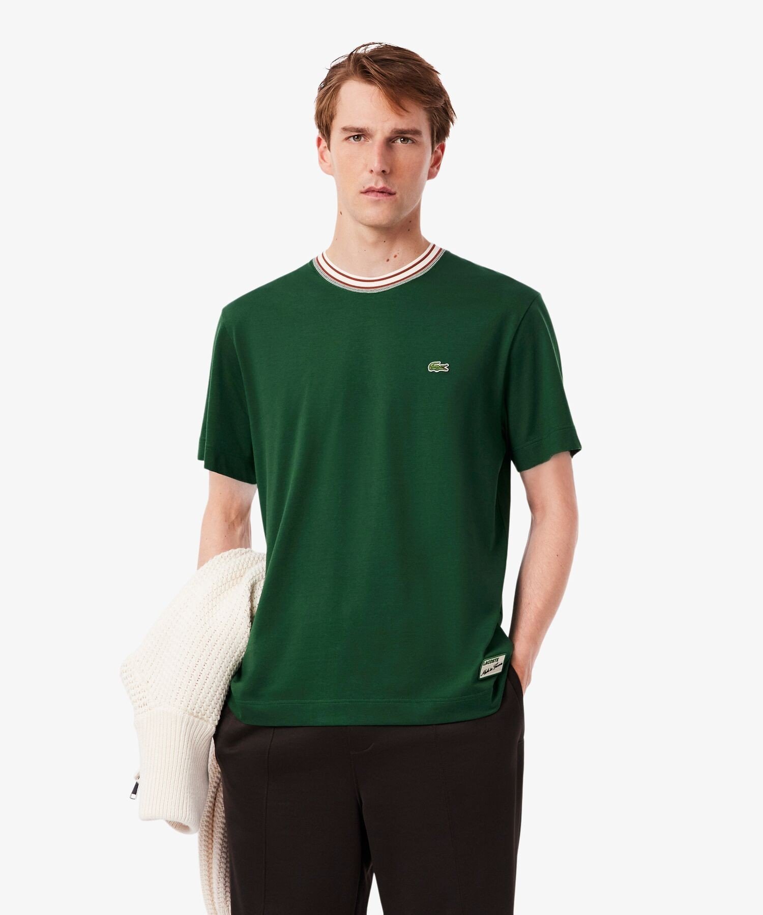 LACOSTE ボーダーリブネックフレンチ