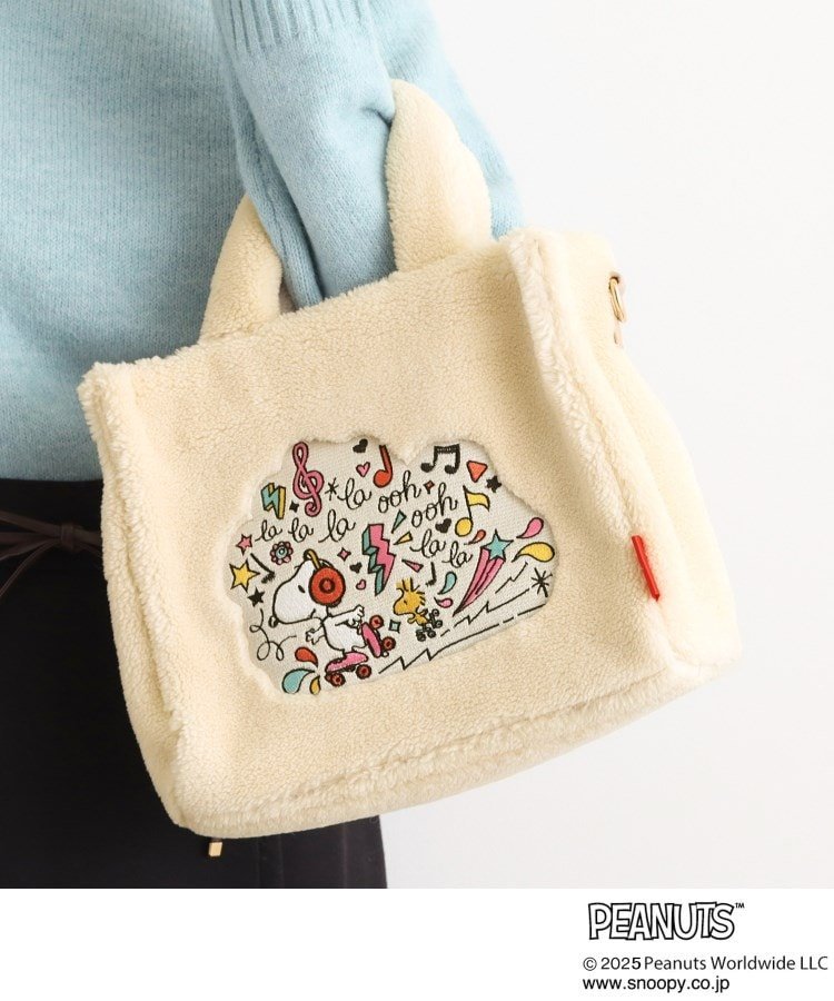 grove 【PEANUTS】ボアスクエア2WAYトート グローブ バッグ トートバッグ グレー ブラック ホワイト【..