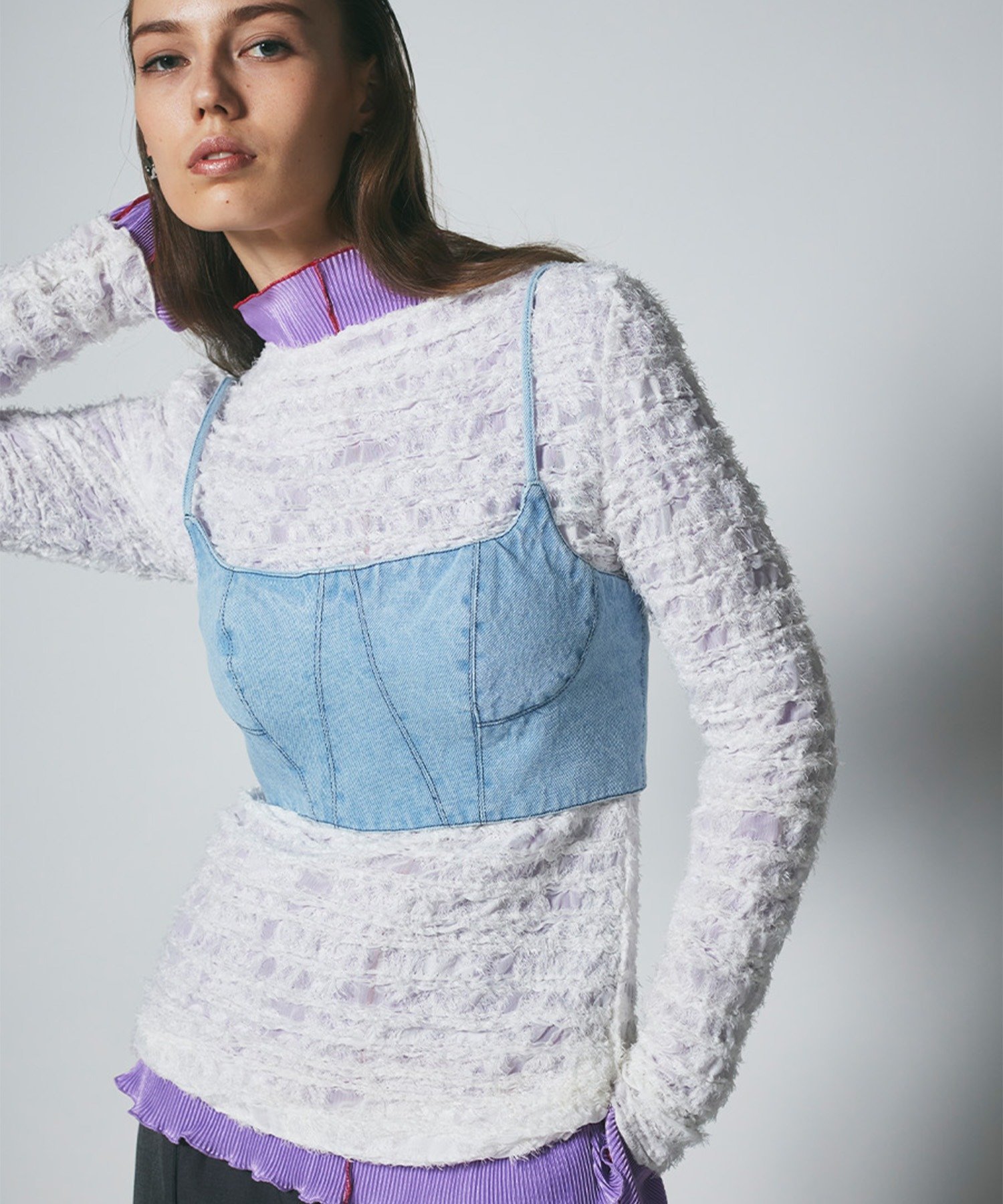 AULA Trim Switch Bustier アウラアイラ トップス ベアトップ ブルー ブラック【送料無料】