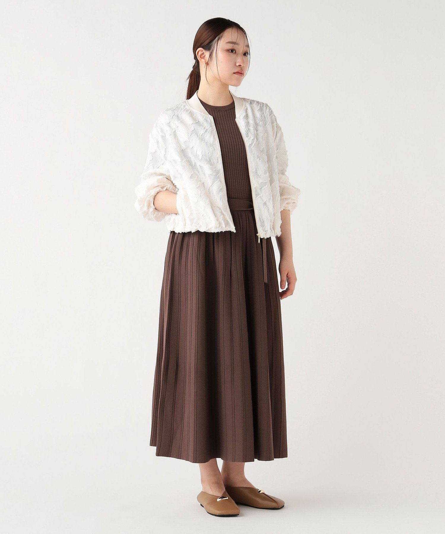 BEAMS HEART WOMEN カット ジャカードレース ブルゾン ビームス ハート ジャケット・アウター ブルゾン・ジャンパー ブラック ホワイト【送料無料】