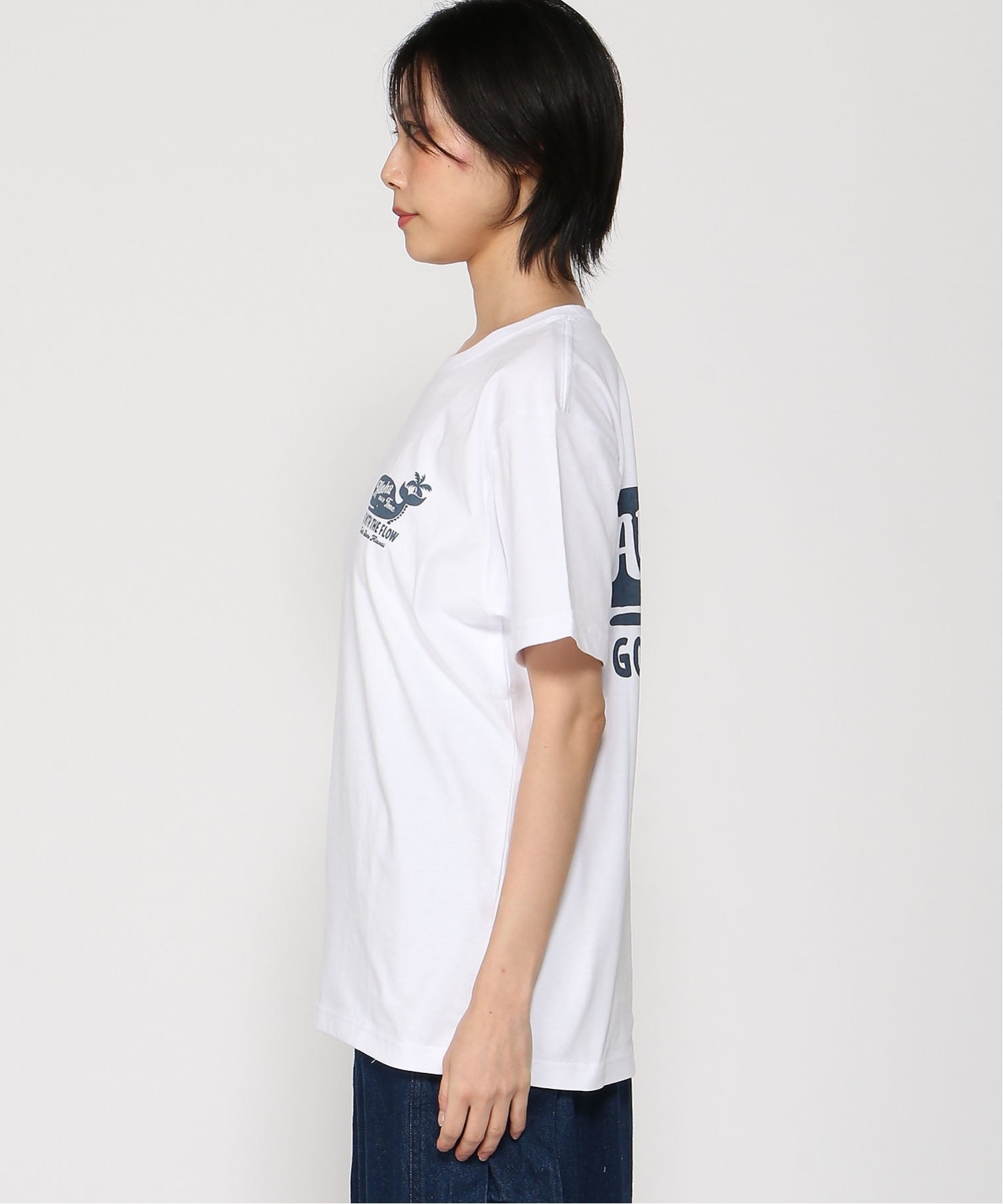Hula Lani Hawaii Hula Lani Hawaii/(W)プリントSS TEE フララニハワイ トップス カットソー・Tシャツ グレー ホワイト