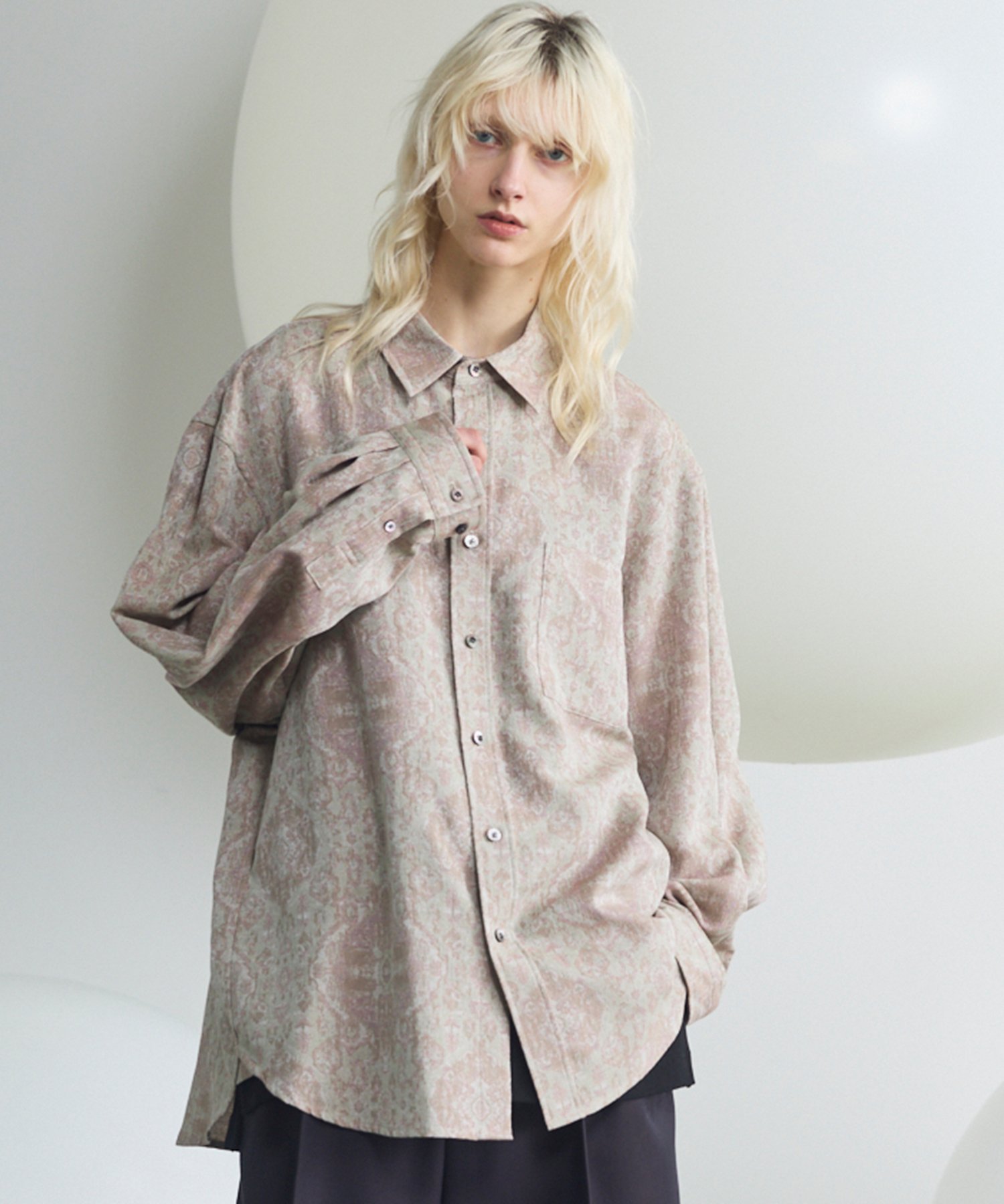 MAISON SPECIAL Prime-Over Regular Collar Long Sleeve Shirt メゾンスペシャル トップス シャツ・ブラウス ネイビー グレー ピンク グリーン ベージュ ホワイト