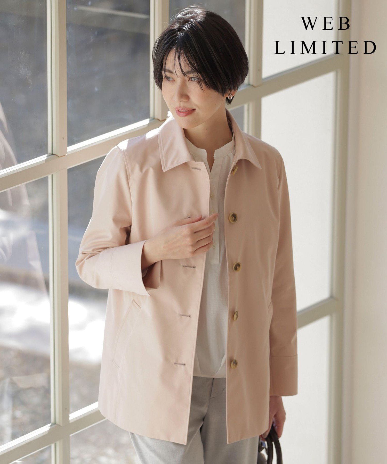 J.PRESS 【撥水・WEB限定カラーあり】コットンポリエステル ツイル ショート コート ジェイプレス ジャケット・アウター ステンカラーコート ネイビー ピンク グレー イエロー