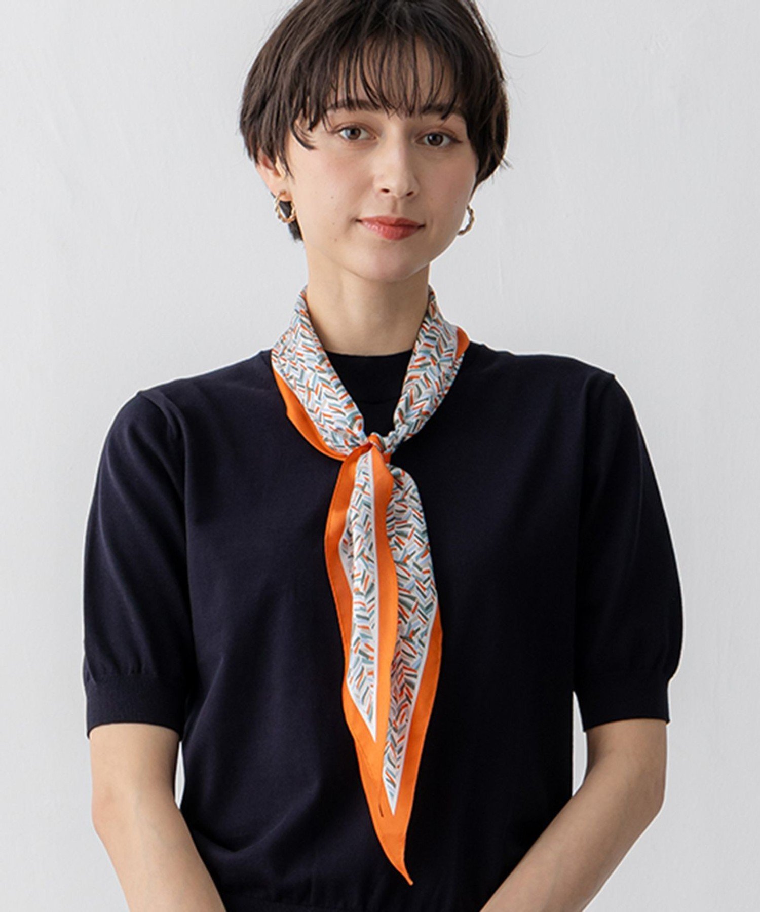 23区 ヘリンボーン プリント スカーフ ニジュウサンク ファッション雑貨 スカーフ・バンダナ オレンジ【送料無料】