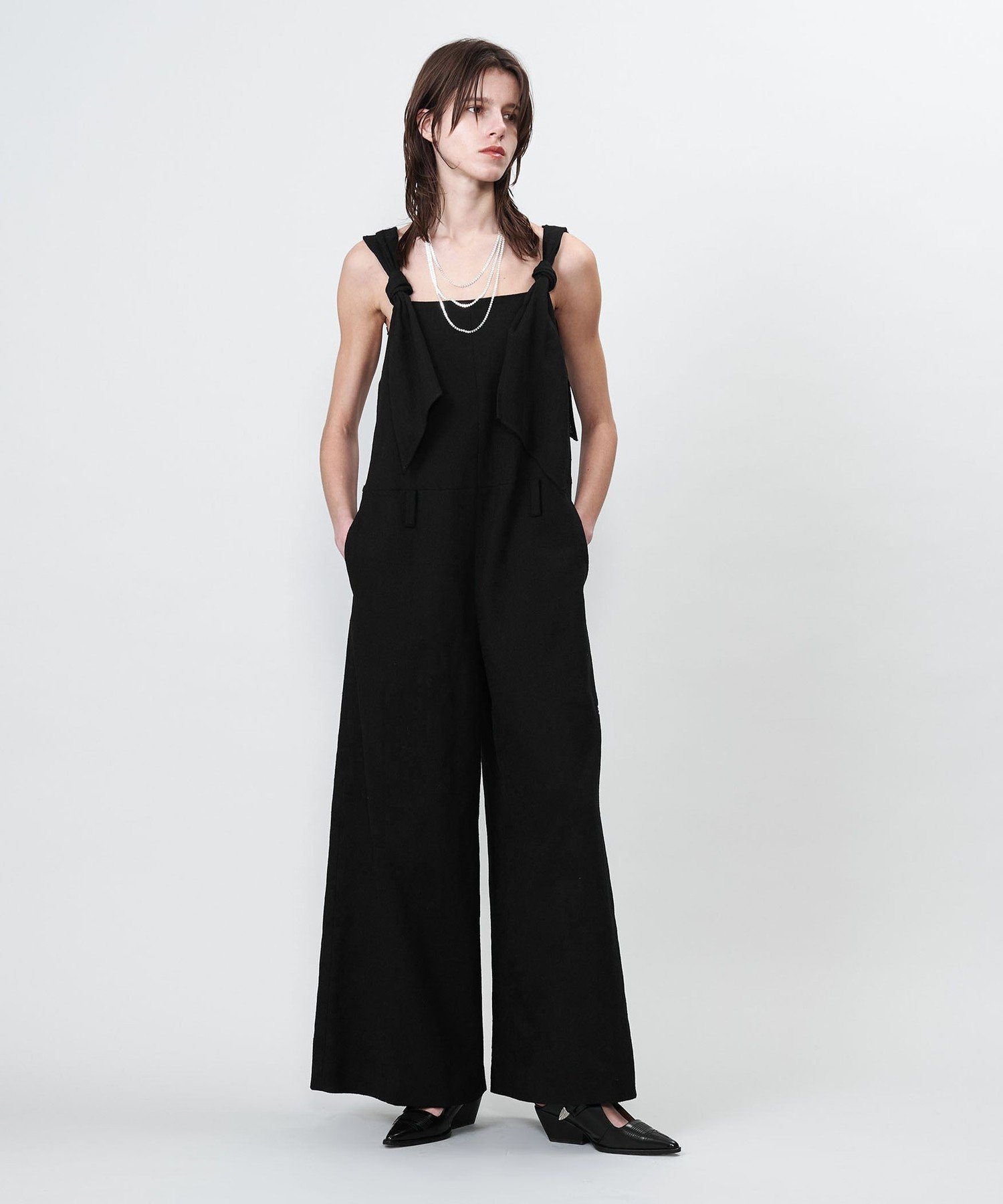 ASTRAET ＜ASTRAET＞リボン オールインワン ユナイテッドアローズ オールインワン・オーバーオール オールインワン・つなぎ ブラック ブラウン【送料無料】