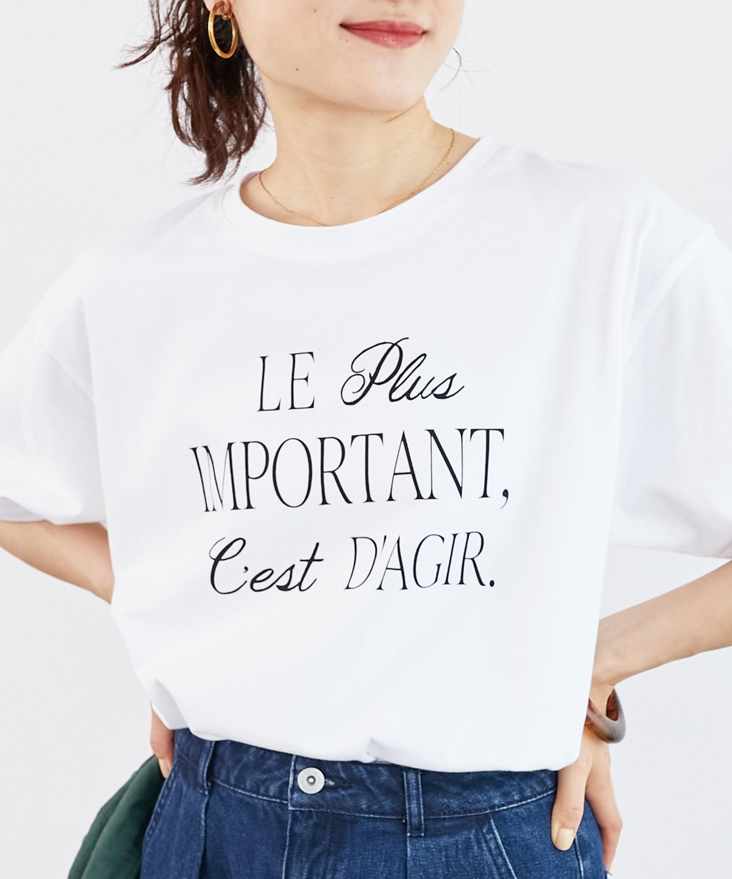 【SALE／40%OFF】le.coeur blanc 《手洗い可能》Le plusロゴTシャツ ルクールブラン トップス カットソー・Tシャツ ピンク ブラウン ホワイト ブルーのサムネイル